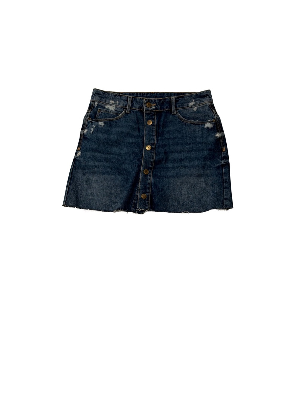 Zara Dark Blue Denim Button-Front Mini Skirt size small